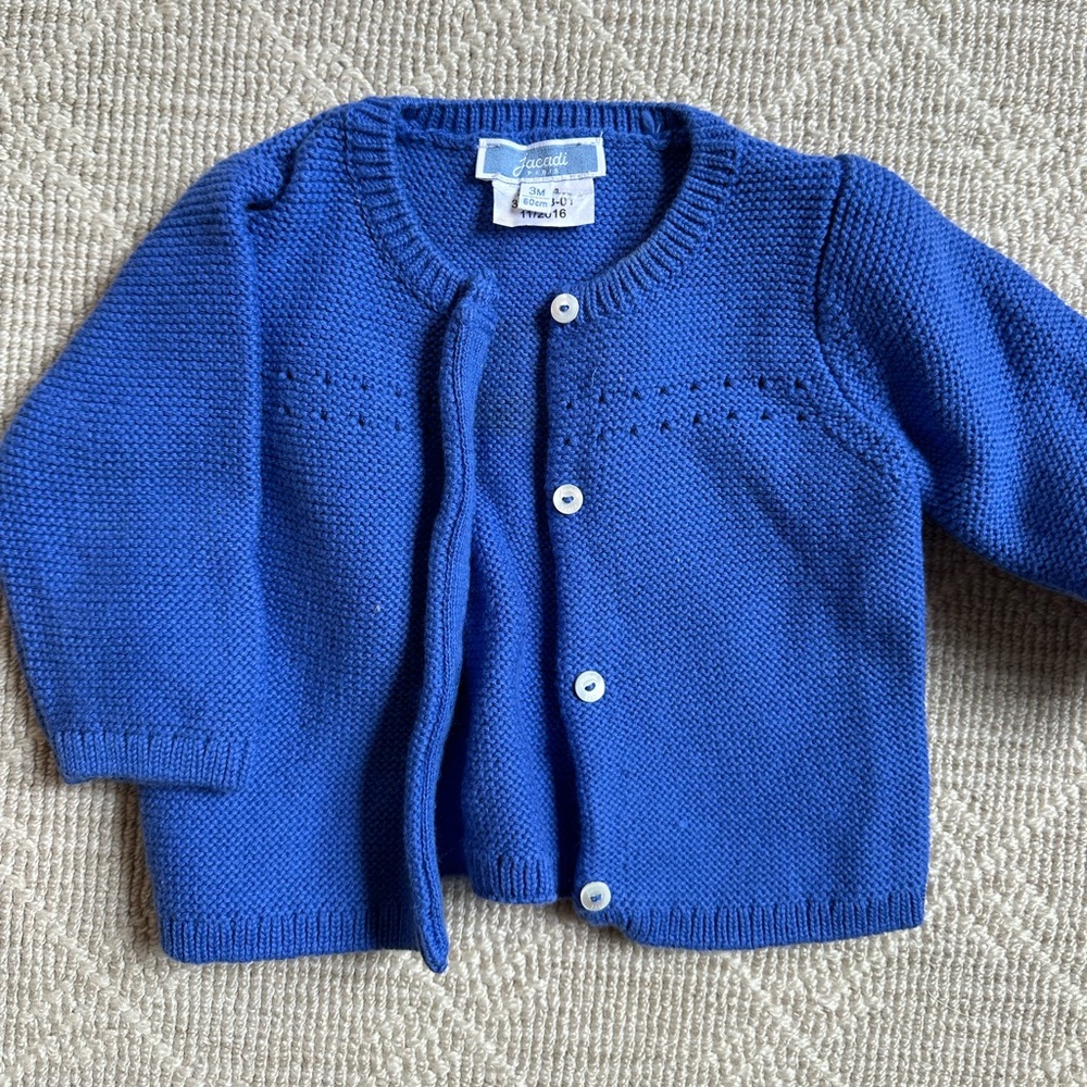 Jacadi Baby Girls 100% Cotton Sweater Cardigan, 6 months